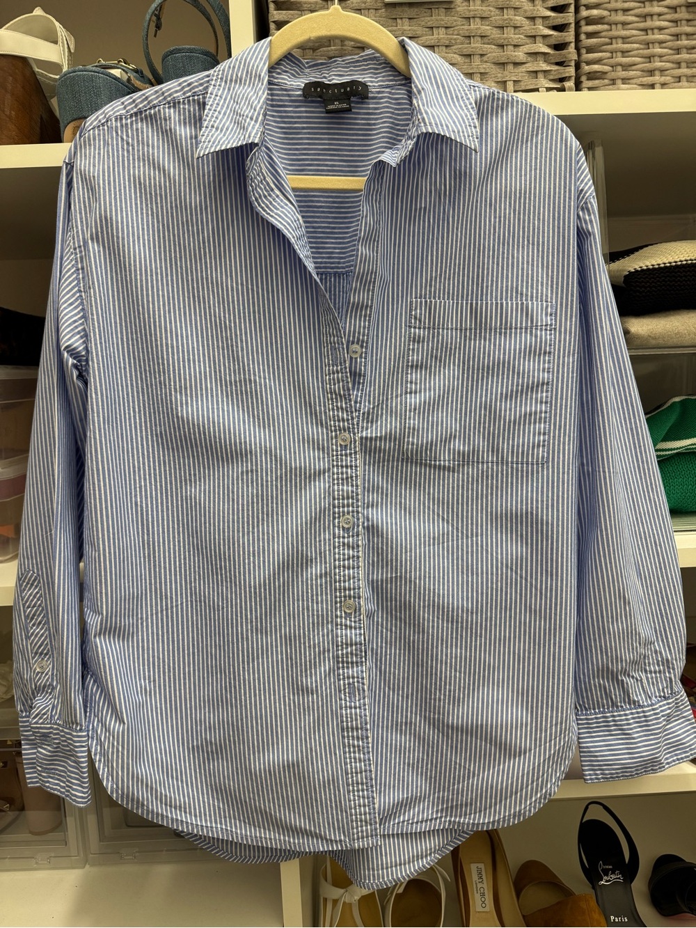 Sanctuary Women’s Blue Thin-Stripe Button-Up Shirt